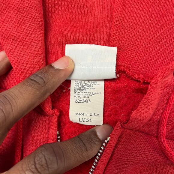 Vintage University of Las Vegas UNLV Rebels Red Mens L Collegiate Hoodie 90s - Picture 6 of 8